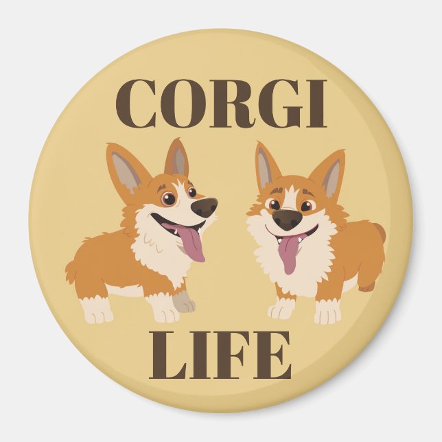 Zwei Niedliche Corgi Dogs Magnet (Vorne)