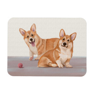 Zwei Niedliche Corgis Magnet