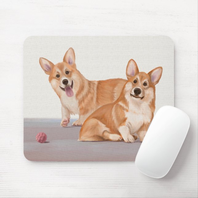 Zwei Niedliche Corgis Mousepad (Mit Mouse)