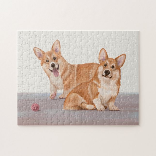 Zwei Niedliche Corgis Puzzle (Horizontal)