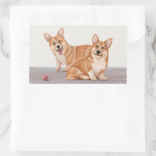 Zwei Niedliche Corgis Rechteckiger Aufkleber