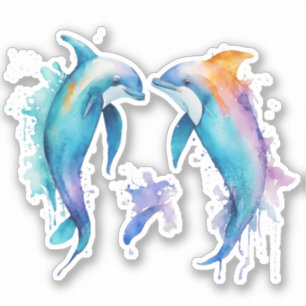 Zwei niedliche Delphine Aufkleber