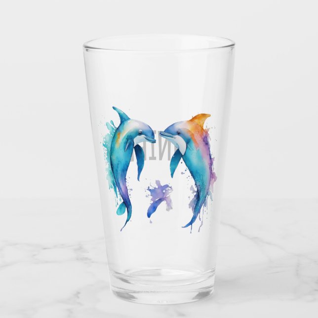 Zwei niedliche Delphine Glas (Vorderseite)