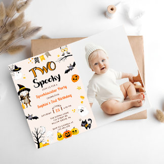 Zwei Niedliche Halloween 2. Geburtstag Foto Einladung