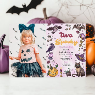 Zwei Niedliche Halloween 2. Geburtstag Foto Einladung