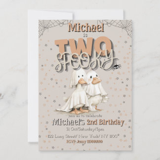 Zwei Niedliche Halloween Ghost 2. Geburtstag Einladung