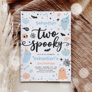 Zwei Niedliche Halloween Ghost 2. Geburtstag Party Einladung