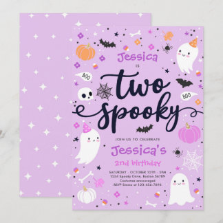 Zwei Niedliche Halloween Ghost 2. Geburtstag Party Einladung