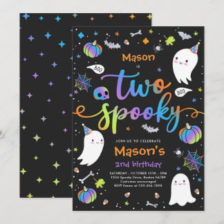Zwei Niedliche Halloween Ghost 2. Geburtstag Party Einladung