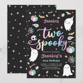 Zwei Niedliche Halloween Ghost 2. Geburtstag Party Einladung