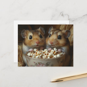 Zwei niedliche Hamster mit Popcorn Postkarte