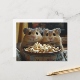Zwei niedliche Hamster mit riesiger Schüssel Popco Postkarte