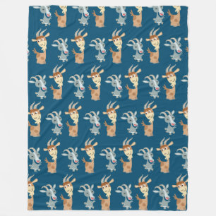 Zwei Niedliche Happy Cartoon Goats Fleece Blanket
