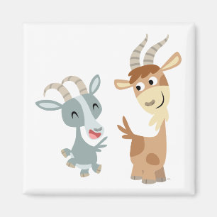 Zwei Niedliche Happy Cartoon Goats Magnet