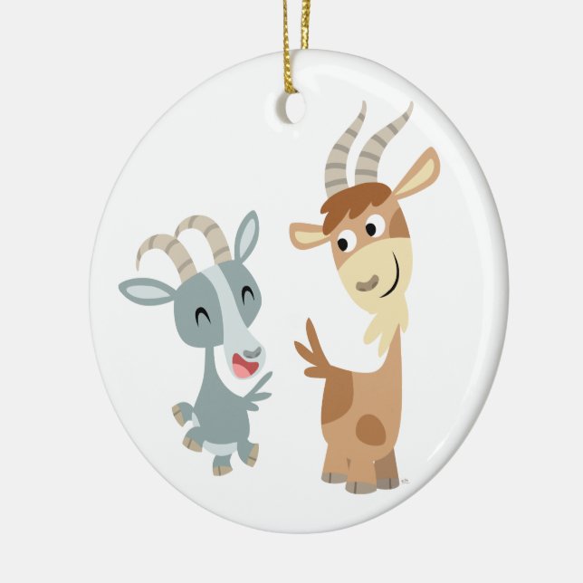 Zwei Niedliche Happy Cartoon Goats Ornament (Links)
