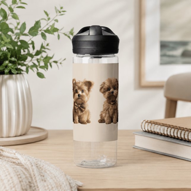 🐶 zwei Niedliche Hunde mit Starry Background ✨ Trinkflasche (Von Creator hochgeladen)