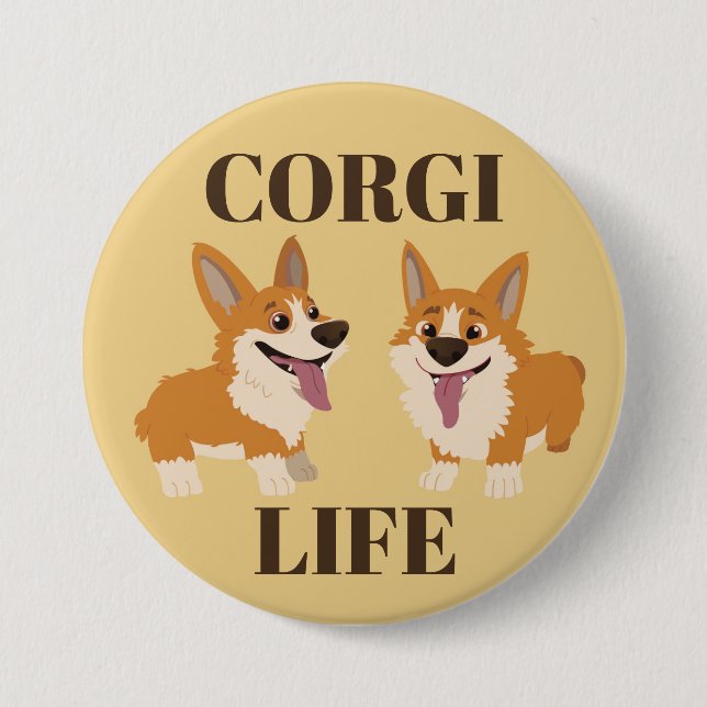 Zwei Niedliche Hunde-Taste für Corgi Button (Vorderseite)