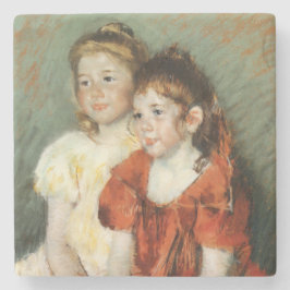 Zwei Niedliche junge Mädchen (von Mary Cassatt) Steinuntersetzer