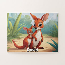 Zwei niedliche Kangaroos Personalisiert Puzzle