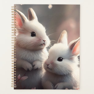 Zwei niedliche Kaninchen mit Sakura Planner Planer