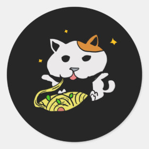 Zwei Niedliche Katzen essen Spaghetti Vincent Van Runder Aufkleber