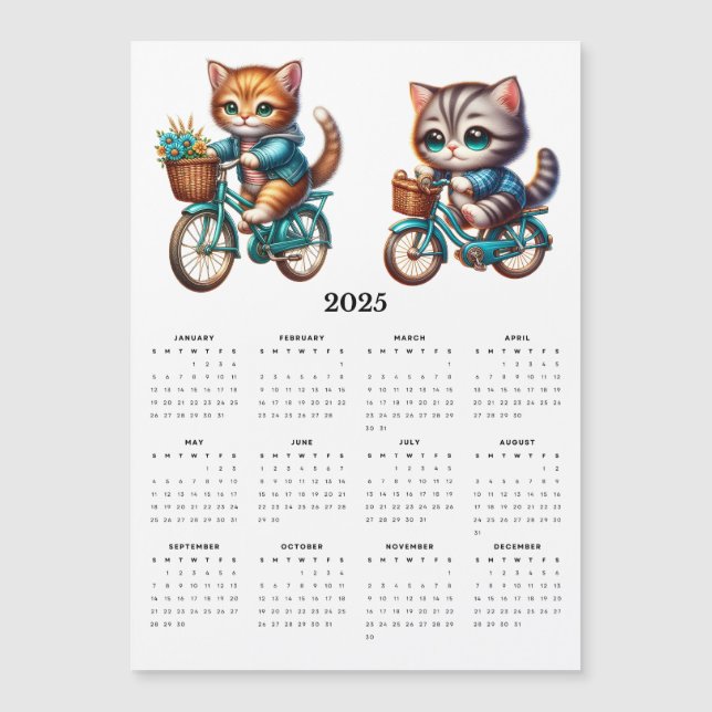 Zwei Niedliche Katzenreiträder - Magnet-Kalender 2 Magnetkarte (Vorderseite)