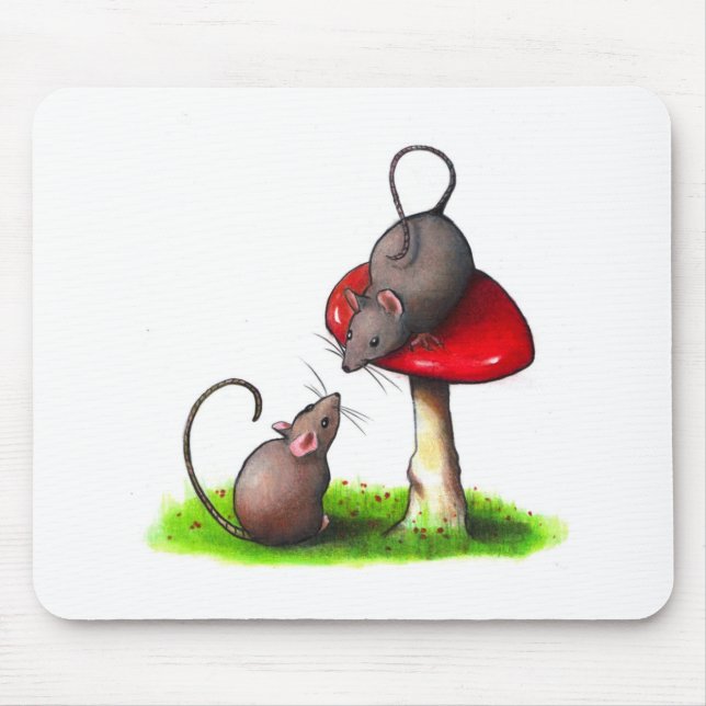 Zwei niedliche kleine Mäuse und ein Toadstool: Mousepad (Vorne)