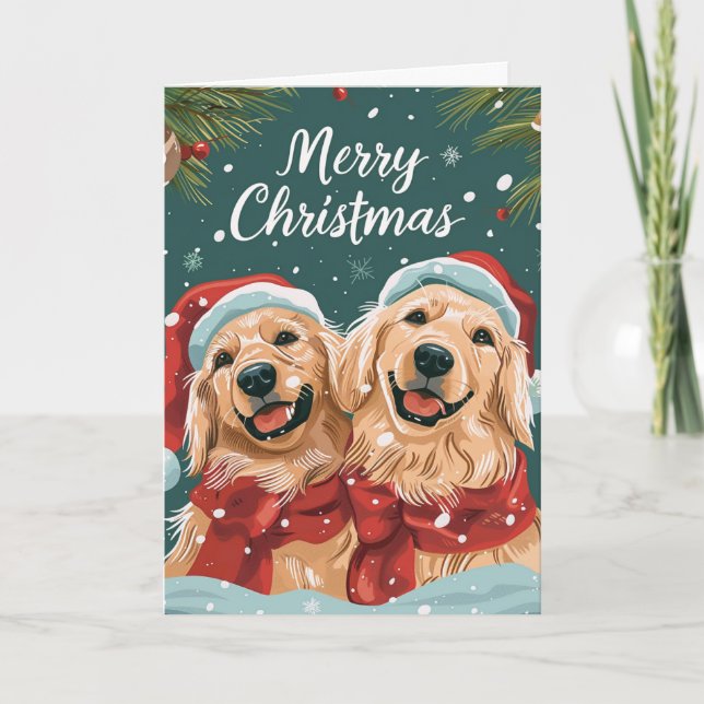 Zwei niedliche Labrador frohe Weihnachten Personal (Vorderseite)