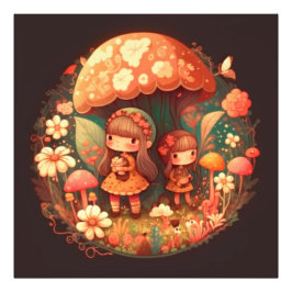 Zwei niedliche Mädchen Elfen Fotodruck