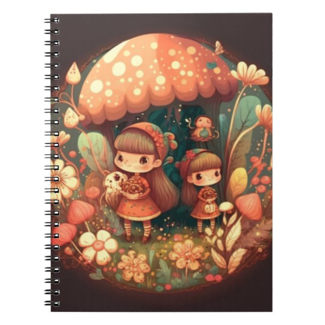 Zwei niedliche Mädchen Elfen Notizblock (Vorderseite)