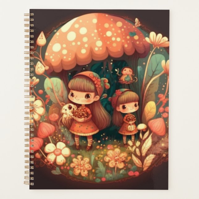 Zwei niedliche Mädchen Elfen Planer (Vorderseite)