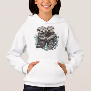 zwei niedliche Otter im Wasser  Hoodie