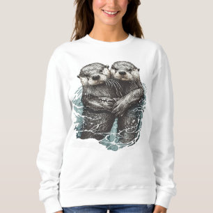 zwei niedliche Otter im Wasser Sweatshirt