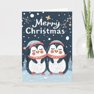 Zwei niedliche Pinguine Frohe Weihnachten Personal