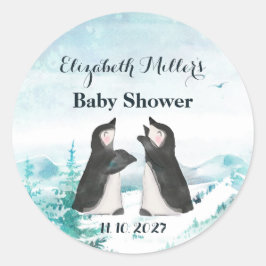 Zwei Niedliche Pinguine Runder Aufkleber
