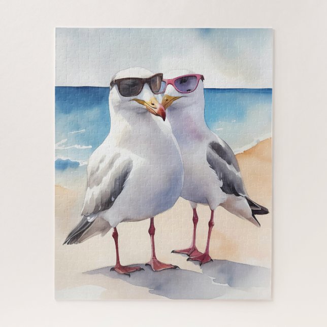 Zwei Niedliche Seagulas Inlove Puzzle (Vertikal)
