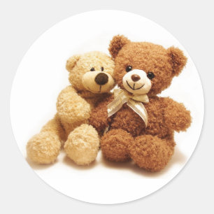 Zwei Niedliche Teddy Bears Design Runder Aufkleber