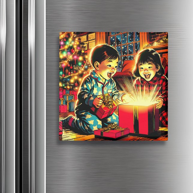 Zwei Niedliche Vintage asiatische Kinder Weihnacht Magnet (Von Creator hochgeladen)