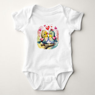 Zwei Niedliche Vögel in Liebe Baby Strampler
