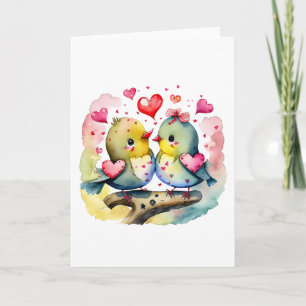 Zwei Niedliche Vögel in Liebe BLANK Karte