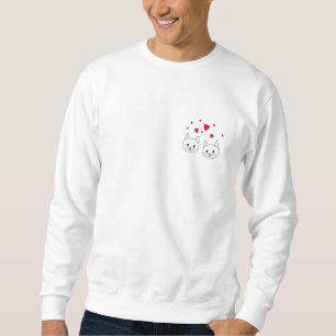 Zwei niedliche weiße Katzen mit roten Herzen Sweatshirt