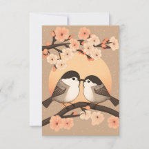 Zwei Niedliche Young Chickadee Bird Kissing Card