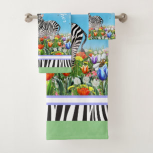 Zwei niedliche Zebras, die zusammen Sommer gehen Badhandtuch Set