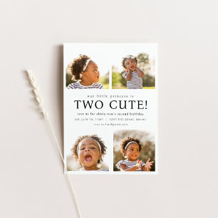 Zwei Niedliche zweite Geburtstagsfeier mit Fotos Einladung