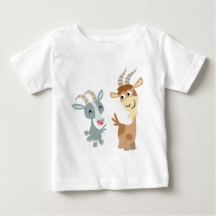 Zwei niedlicher glücklicher Cartoon-Ziegen-Baby-T Baby T-shirt