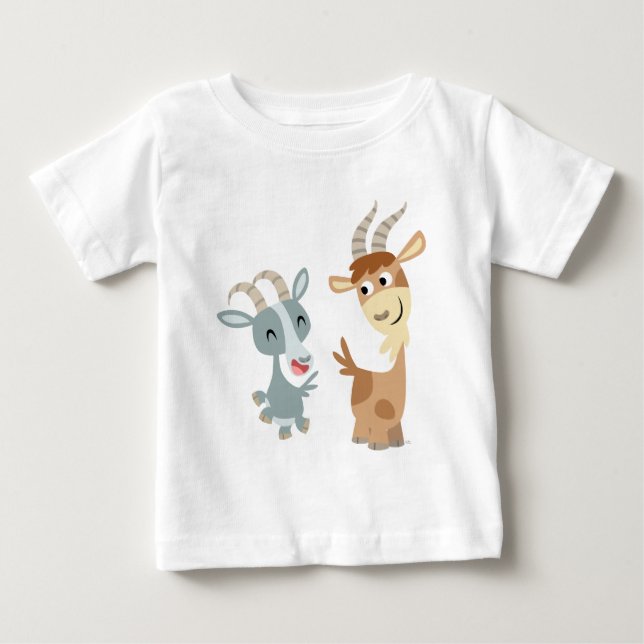 Zwei niedlicher glücklicher Cartoon-Ziegen-Baby-T Baby T-shirt (Vorderseite)