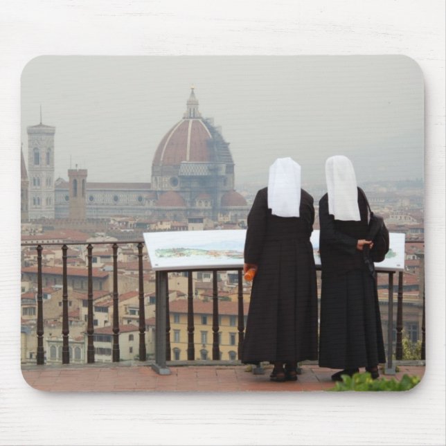 Zwei Nonnen, Florenz, Italien Mousepad (Vorne)