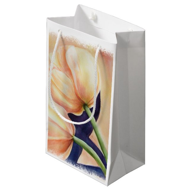 ZWEI ORANGE TULIPS GIFT BAG KLEINE GESCHENKTÜTE (Vorderseite Schrägansicht)
