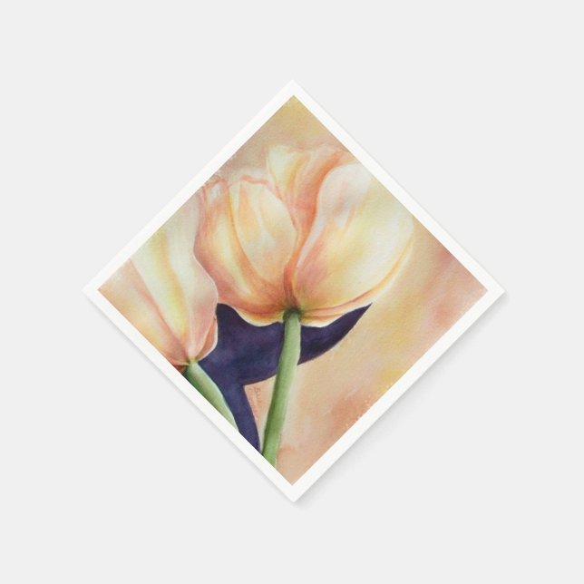 ZWEI ORANGE TULIPS PAPIER NAPKINS SERVIETTE (Ecke)