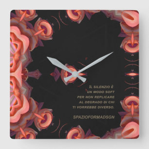 "Zwei orangefarbene Herzen auf Schwarz auf der Erd Quadratische Wanduhr